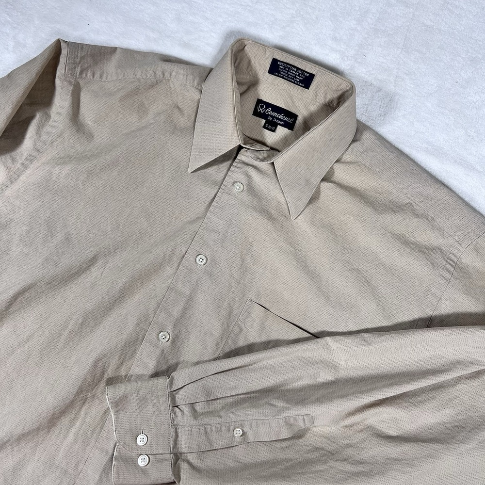 Courchevel by Damon Men's 16-32/33‎ Tan Egyptian Cotton Long Sleeve Dress Shirt